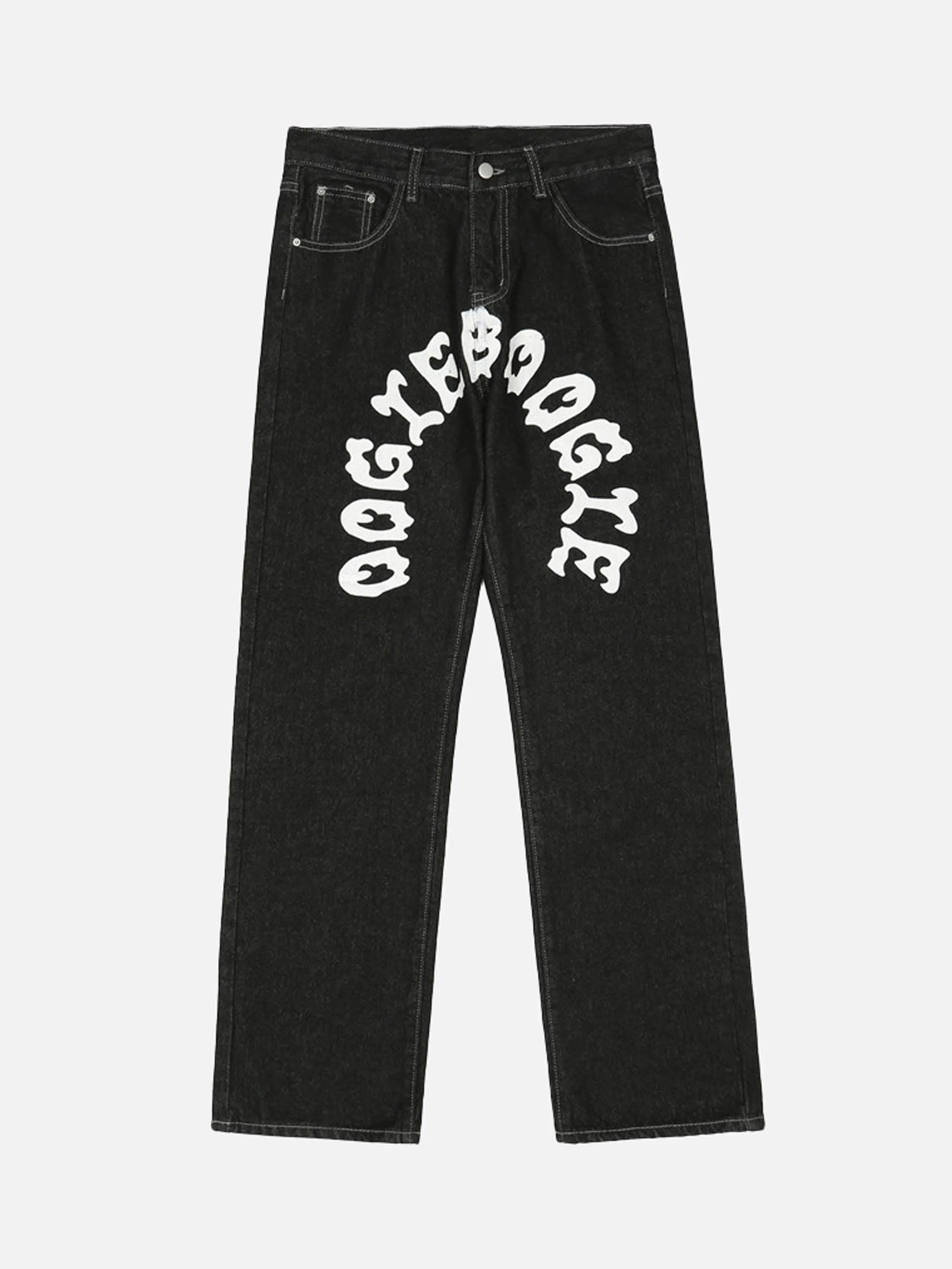 1984 Cartoon Pocket Print Washed Jeans