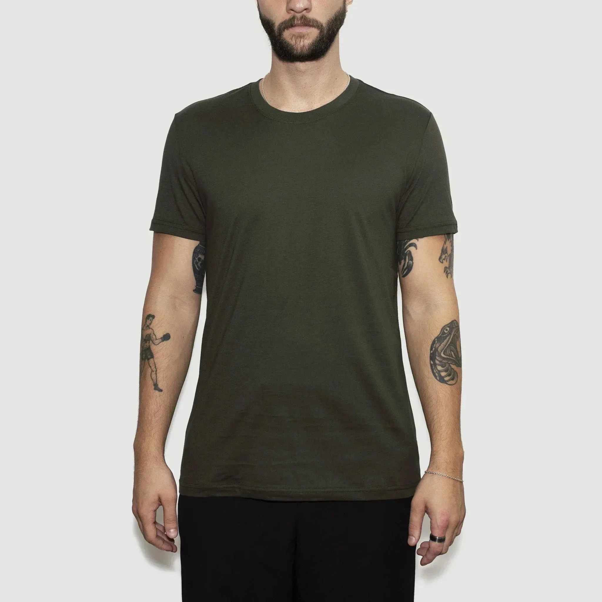 5 Pack | Men’s Recycled Cotton T-Shirts, Moss