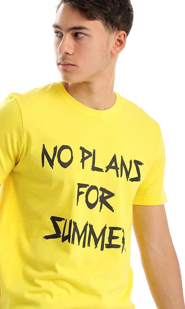 57449 "No Plan For Summer" Yellow Printed Tee