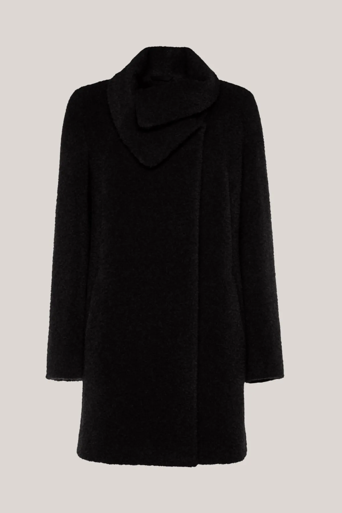 Alpaca & Wool Coat with Petal Collar 86001