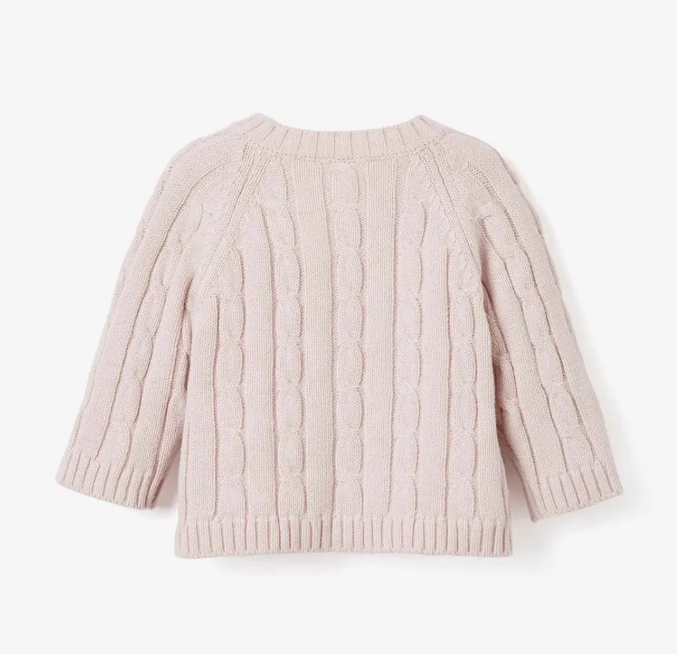 Baby cable knit light pink cardigan *monogram available