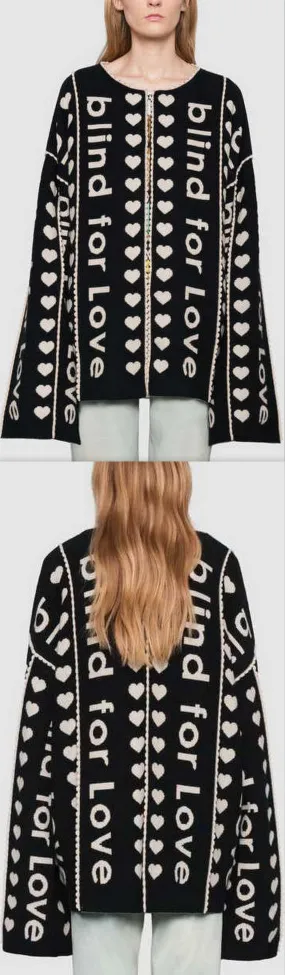 'Blind for Love' Black & White Knit Cardigan