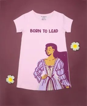 Born To Lead Print Girls T-Shirt Dress