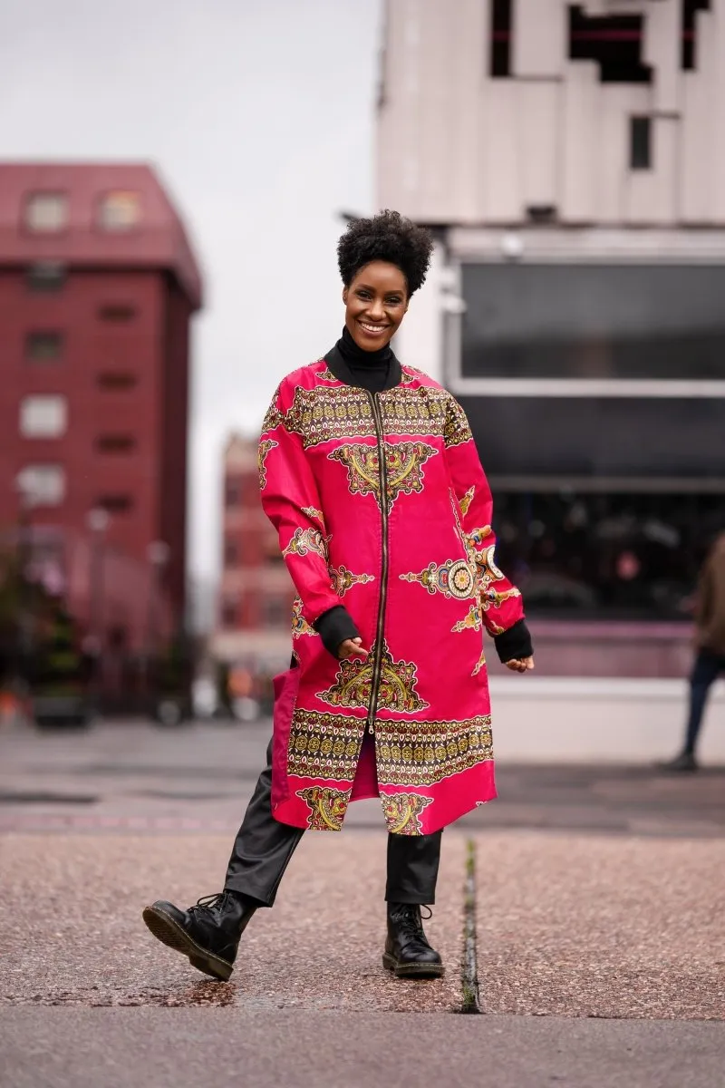 Dashiki Coat in Pink - Festival Clothing