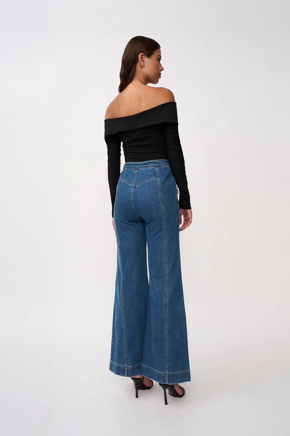 Della Denim Wide Leg Jean - Blue Wash