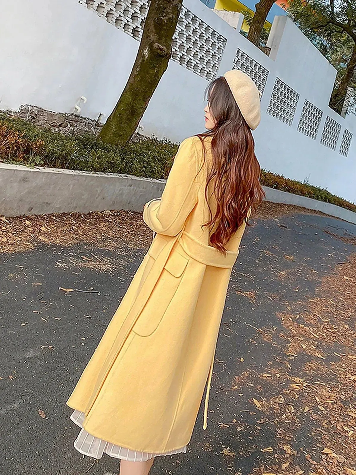 Double Face Wool Long Betled Coat