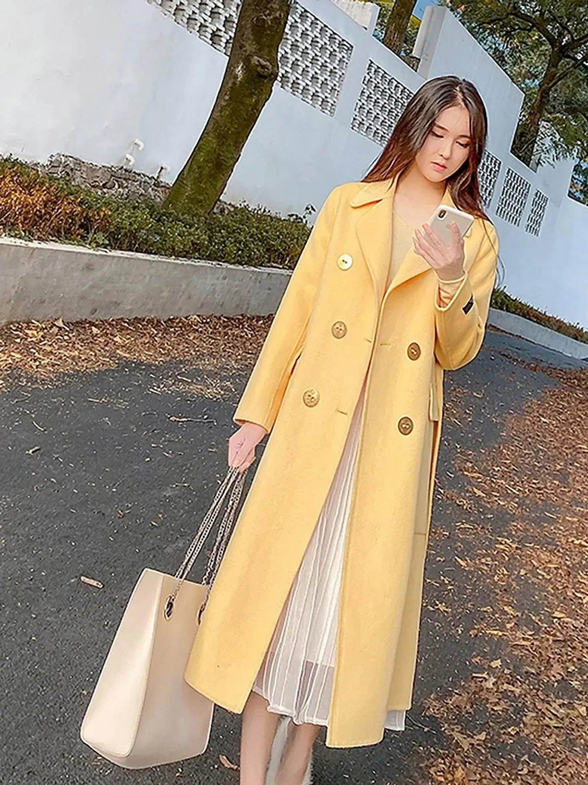 Double Face Wool Long Betled Coat