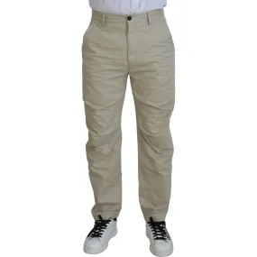 Dsquared² Beige Cotton Straight Fit Men Casual Pants