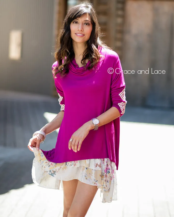 Grace & Lace Womens Chiffon High-Low Extender Tunic