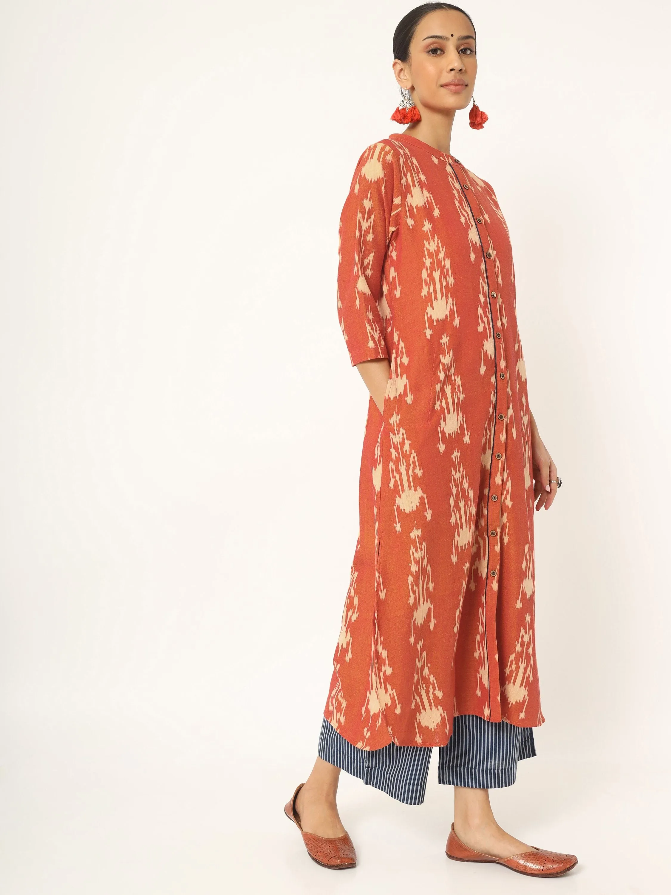 Handloom Ikat Kurti with Palazo and stole