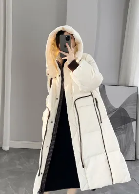 Hooded Lantern Sleeve Down Coat