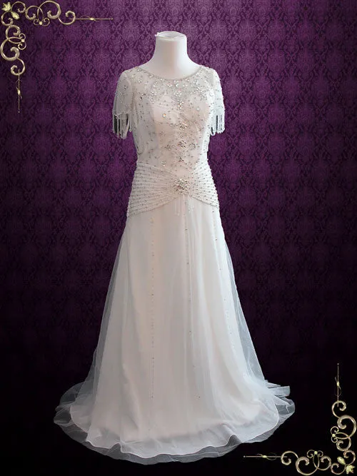 Jeweled Retro Hollywood Wedding Dress Vintage Wedding Dress | Danielle