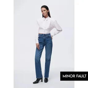 (Minor Fault) Blue Straight Fit Mid Rise Jeans