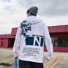 N Blue Floral Hoodie