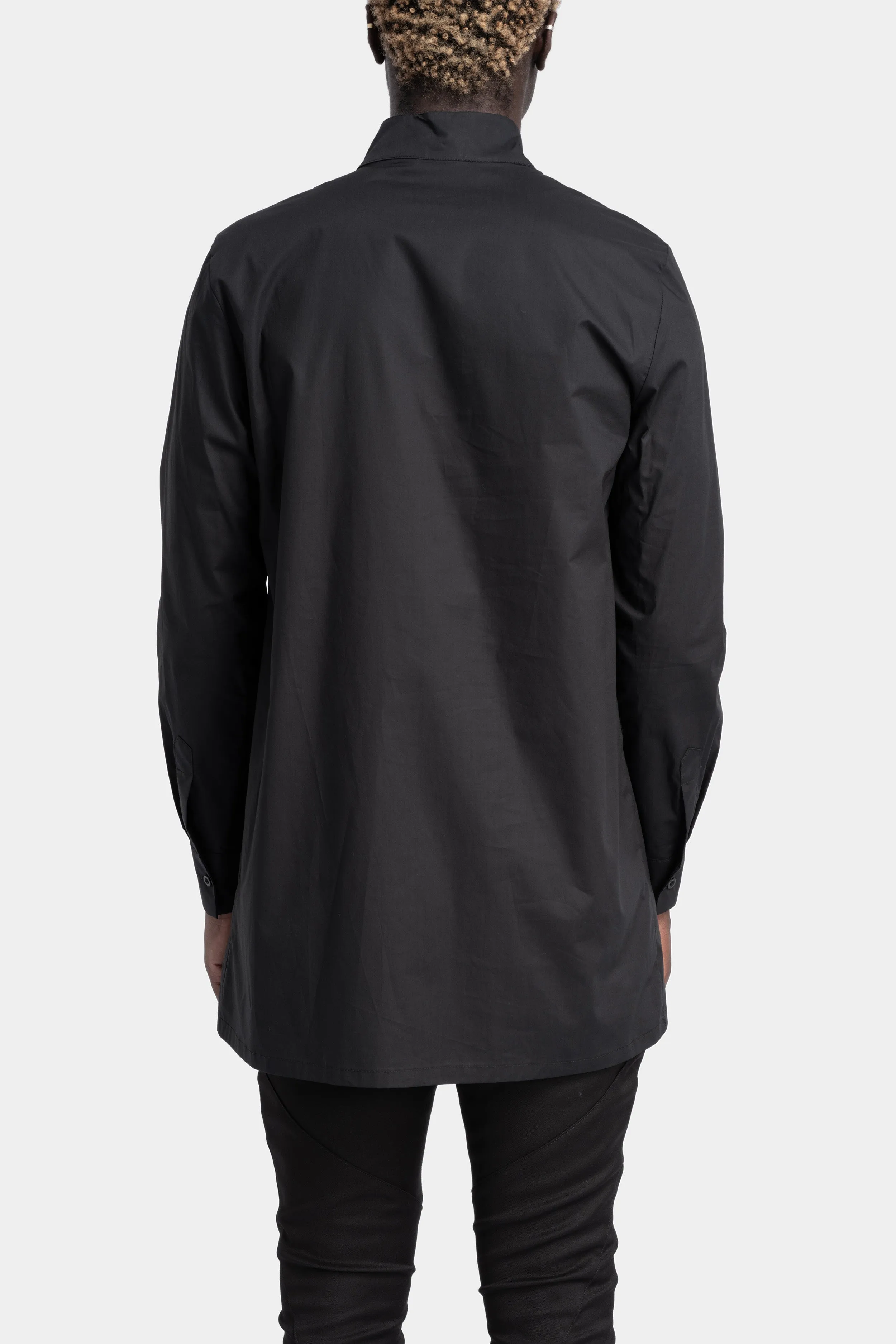 Overlap collar shirt, Black