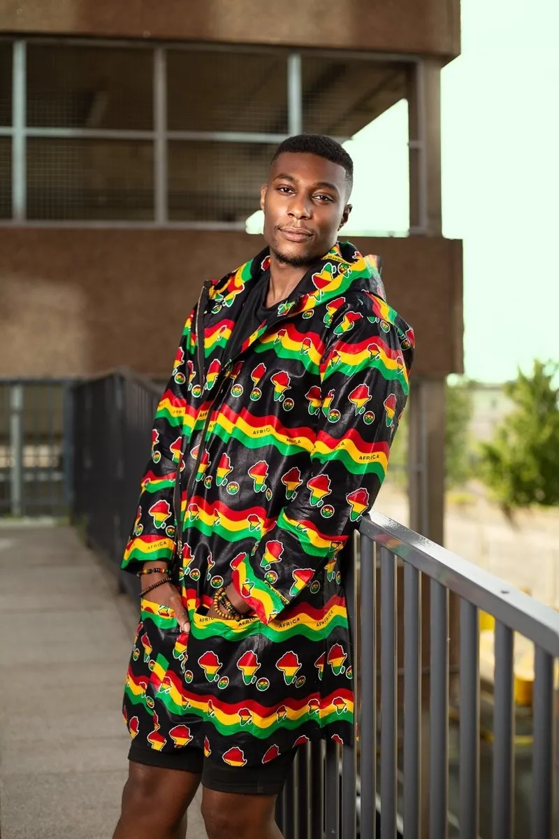 Oversized African Hoodie In Amazing Rasta Print