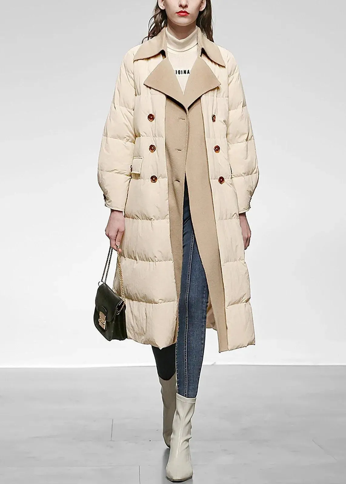 Patchwork Ivory Down Fill Coat