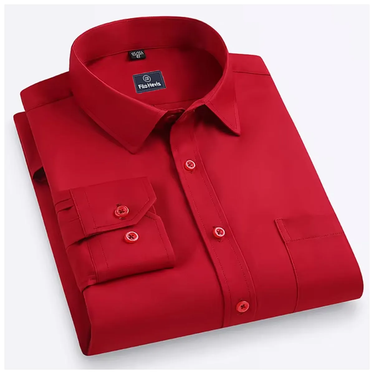 Plain Cotton Blend Solid Shirts Red