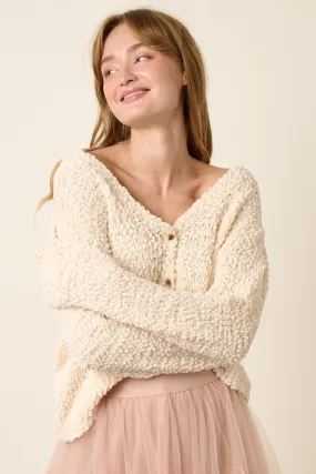 POPCORN SWEATER KNIT CARDIGAN