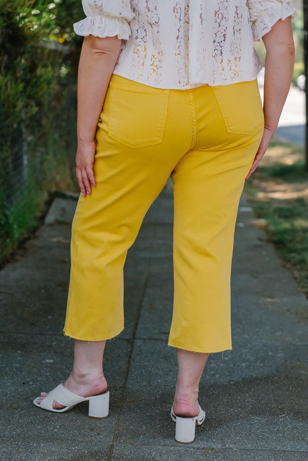 Rachel High Rise Yellow Braided Crop Wide - PLUS