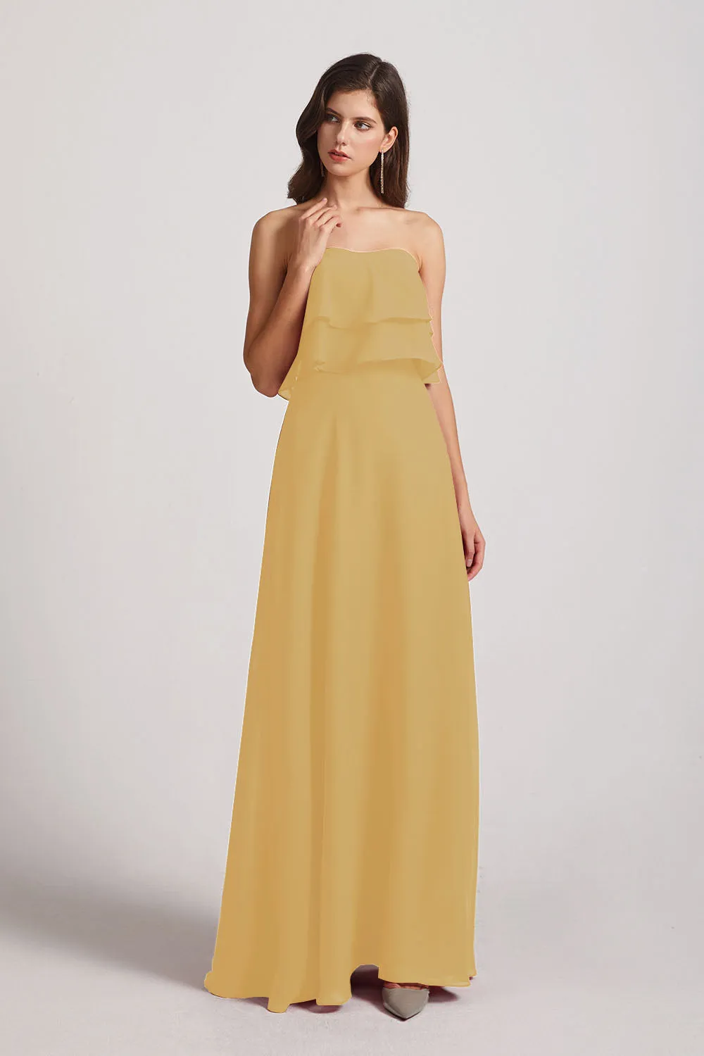 Strapless Chiffon Bridesmaid Dresses with Tiered Ruffles (AF0086)