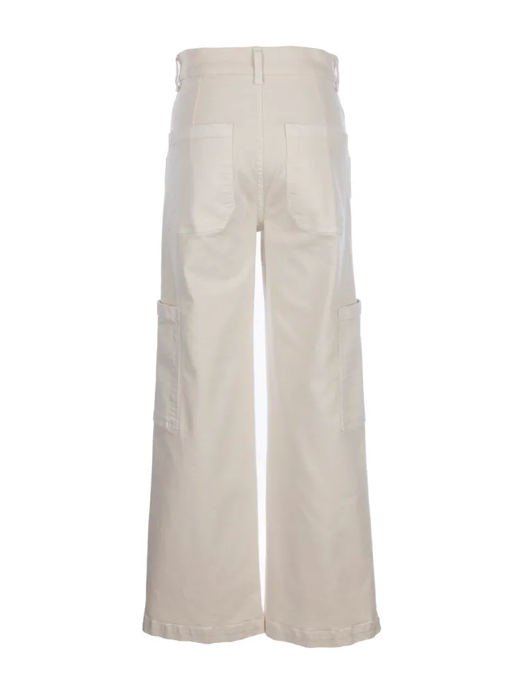 The Jodi High Rise Wide Leg Cargo Jean - Ecru