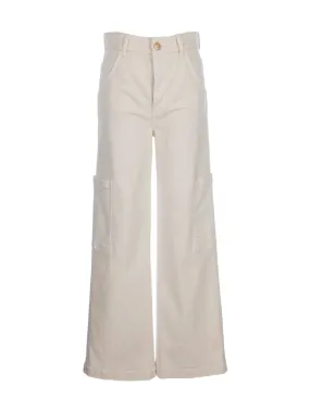 The Jodi High Rise Wide Leg Cargo Jean - Ecru